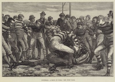 Voetbal, een maul in doel door William Barnes Wollen